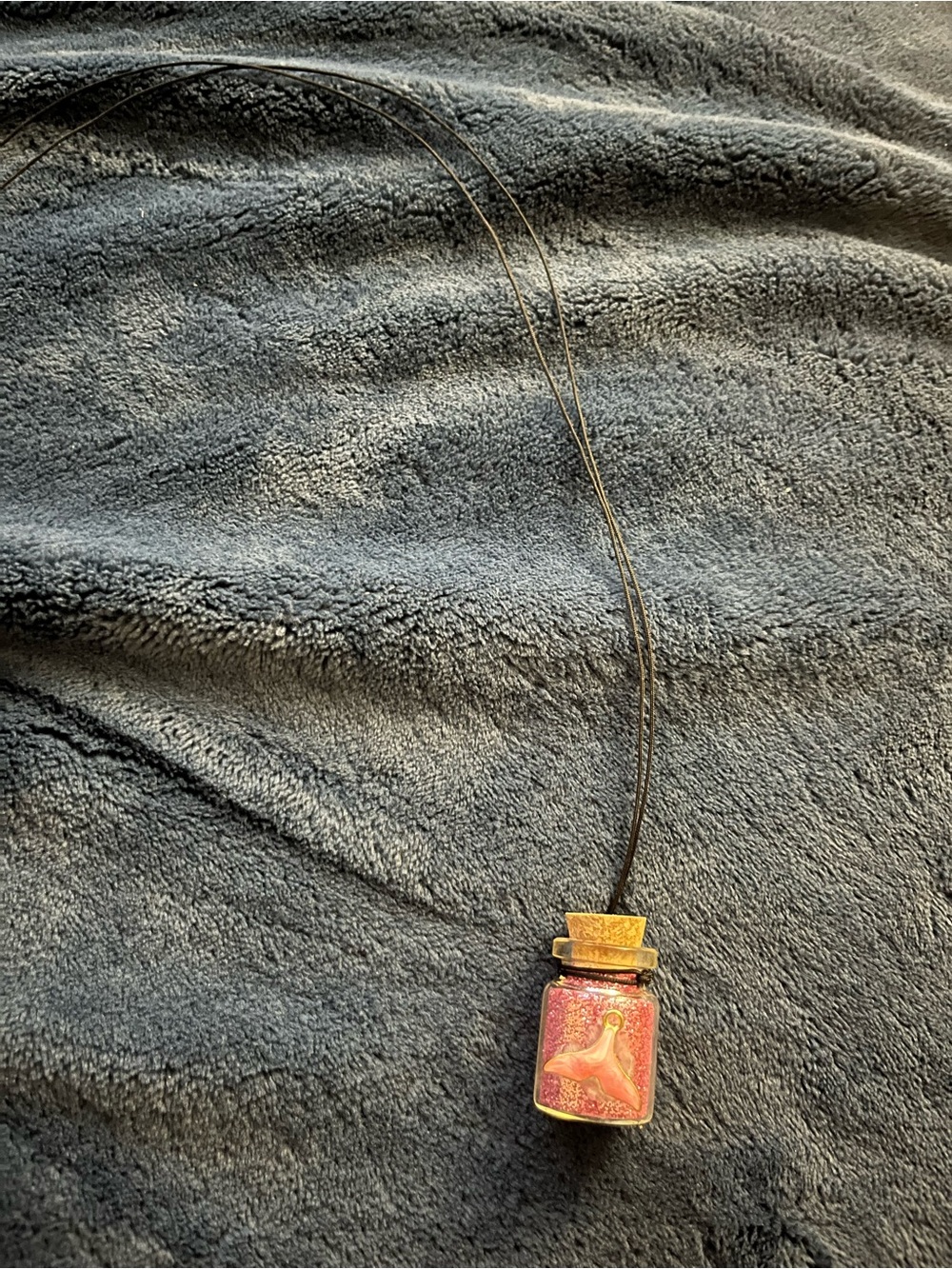 Pink Mermaid Tail Fairy Potion Glitter Bottle Necklace w/ Pendant